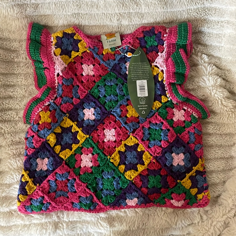 Farm Rio crochet square vest  🩷🩷🩷